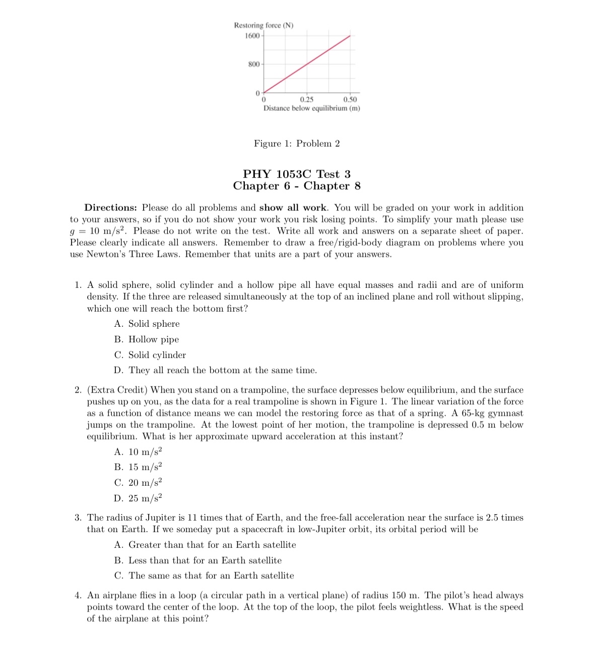 Solved Figure 1: Problem 2PHY 1053C Test 3Chapter 6 - | Chegg.com
