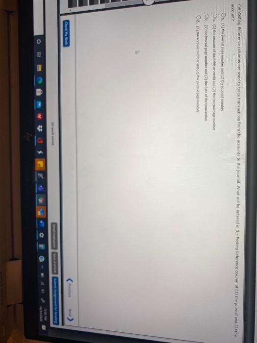 Solved The Posting Reference columns are used to trace | Chegg.com