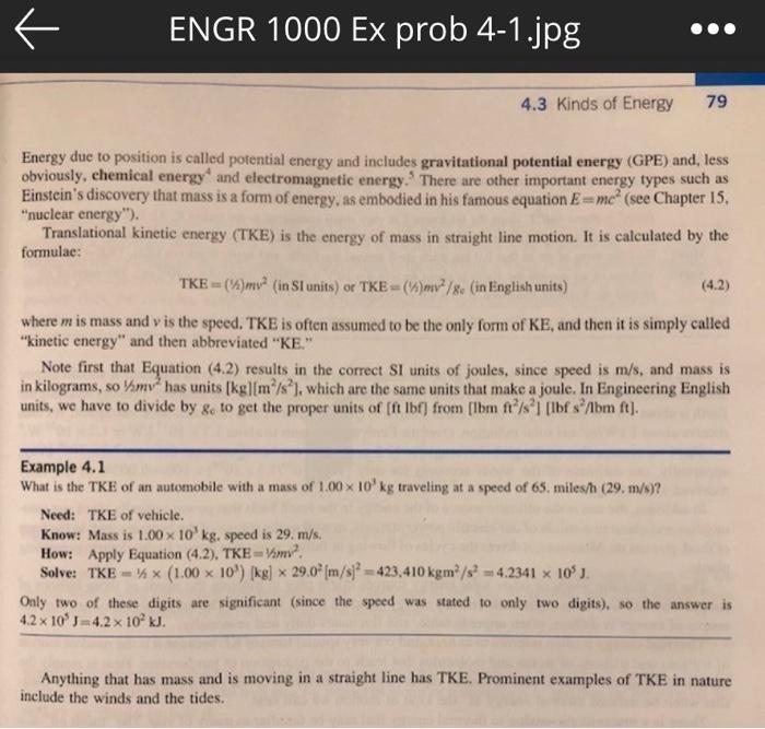 Solved Chapter 4 Exercise 1 on page 90, Determine the TKE of | Chegg.com