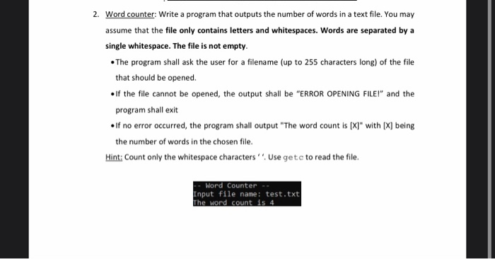 2. Word counter: Write a program that outputs the | Chegg.com