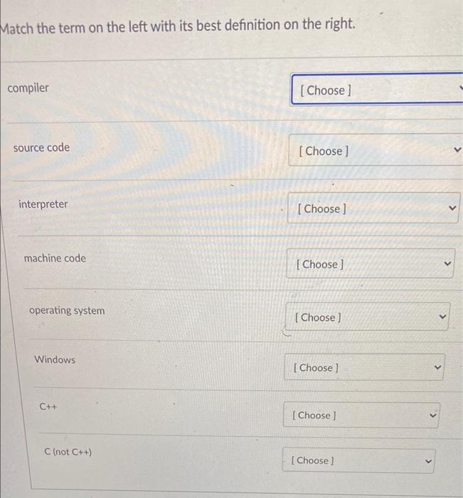 Solved Match the term on the left with its best definition | Chegg.com