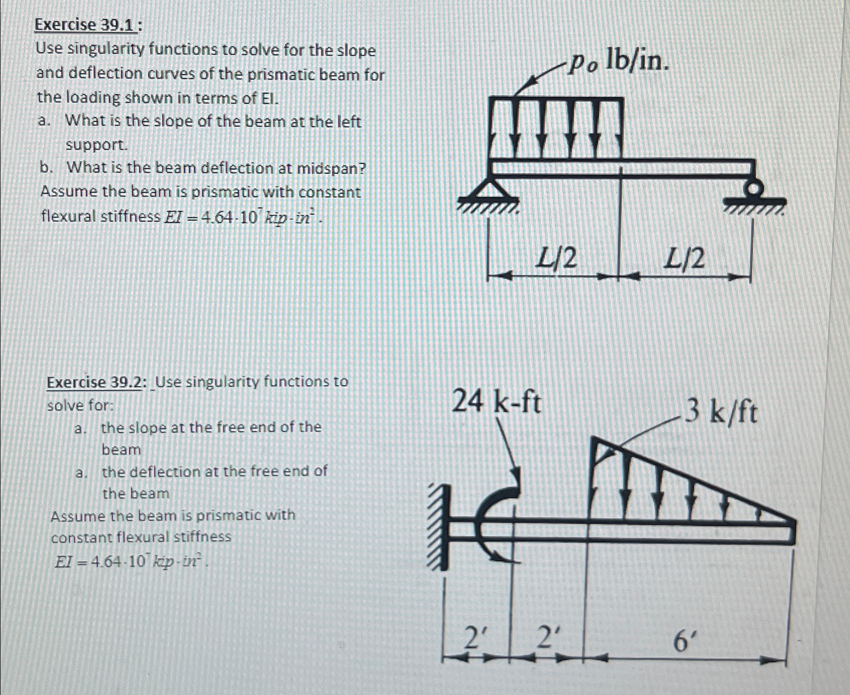 Solved Exercise 39.1:Use singularity functions to solve for | Chegg.com