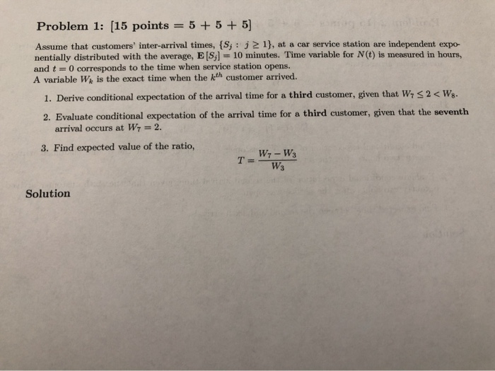 Problem 1: [15 points = 5 + 5 + 5] Assume that | Chegg.com