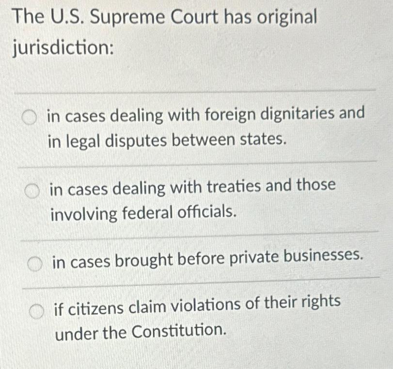 The supreme court has original jurisdiction hot sale in cases