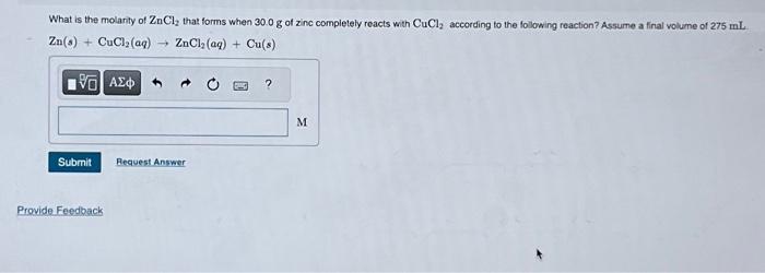 Solved What is the molarity of ZnCl₂ that forms when 30.0 g | Chegg.com