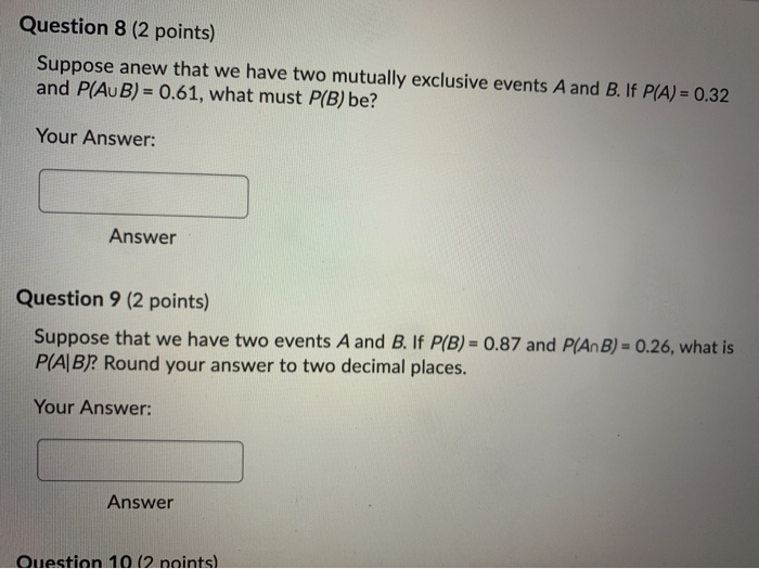 Solved Question 8 (2 points) Suppose anew that we have two | Chegg.com