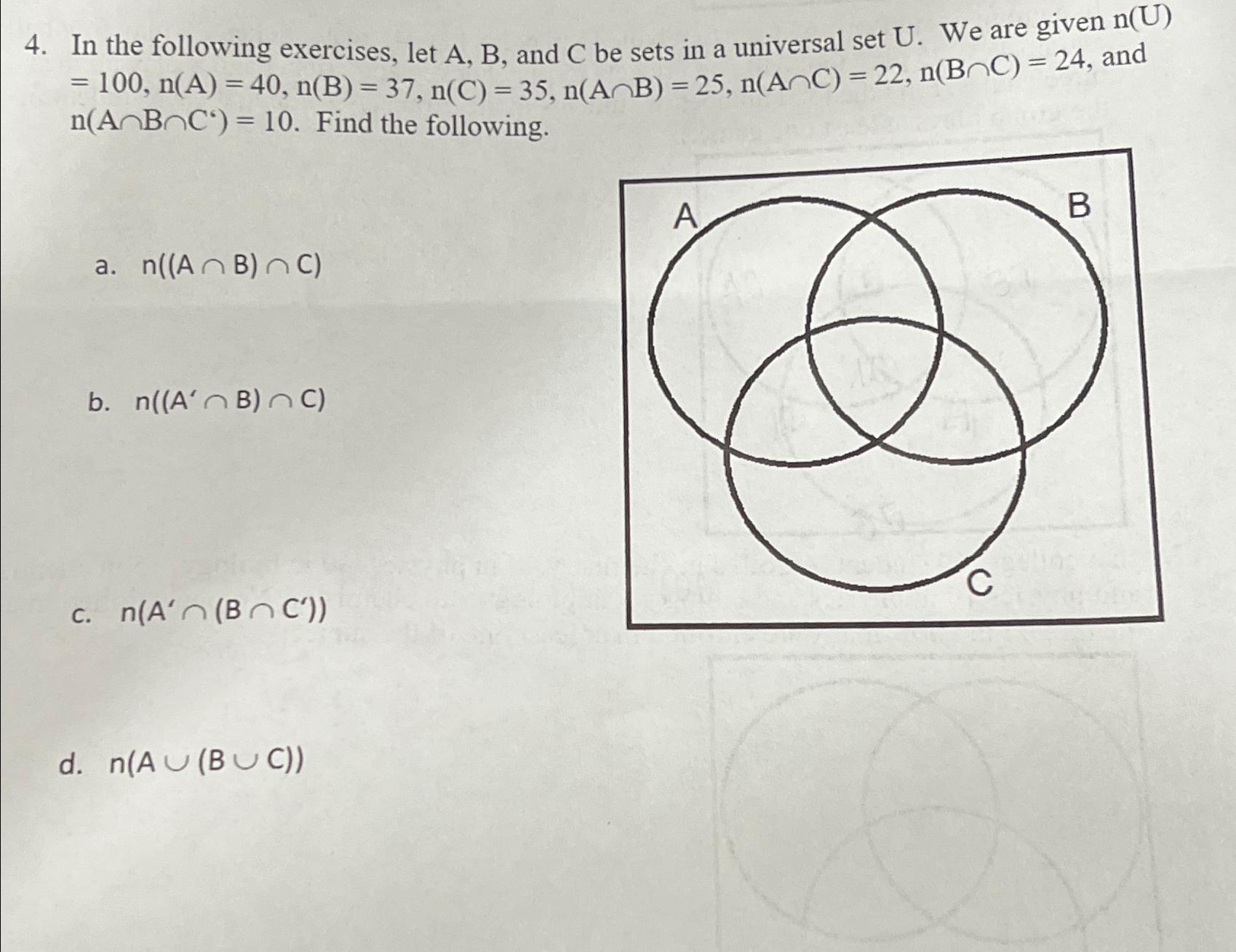 Solved In the following exercises, let A,B, and C be sets in | Chegg.com