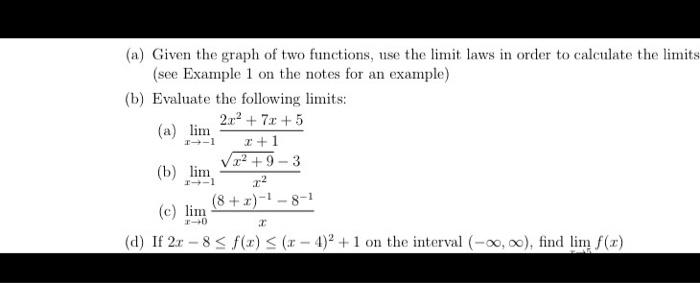 Solved (a) Given the graph of two functions, use the limit | Chegg.com