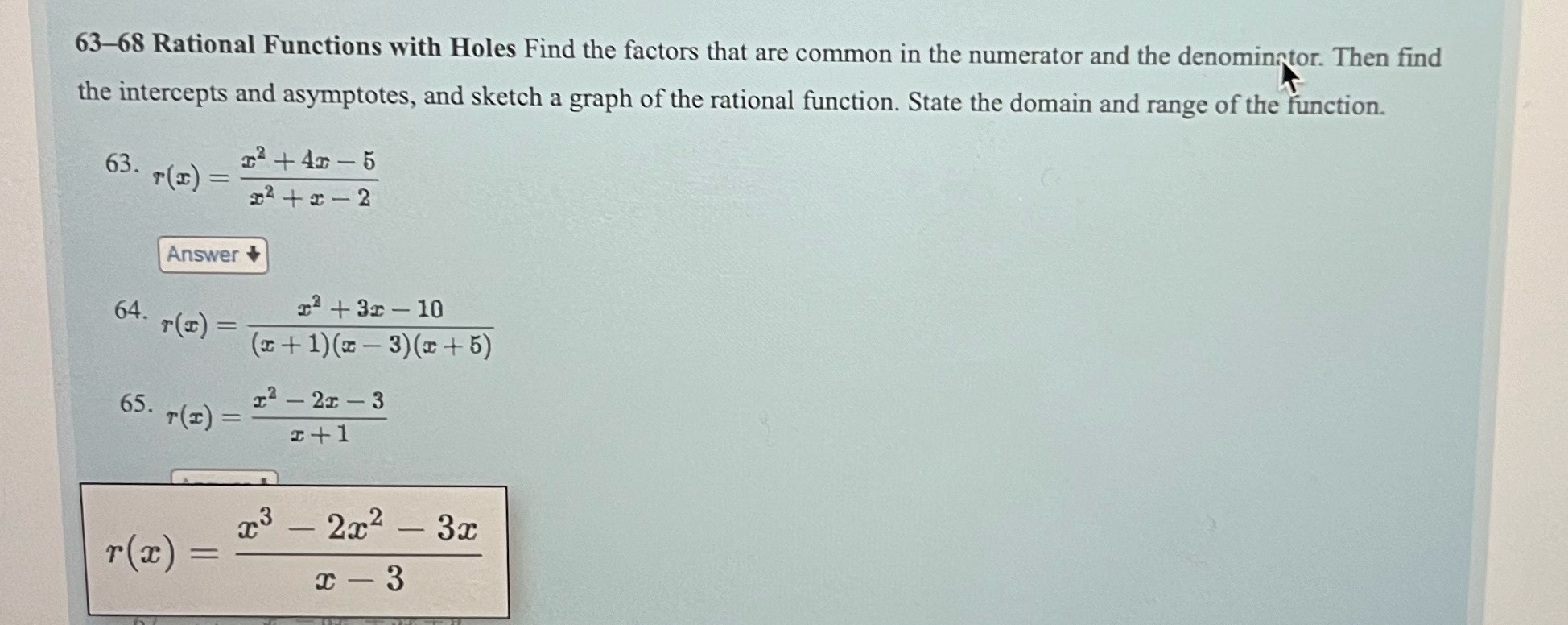 Rational Functions with Holes Find the factors that