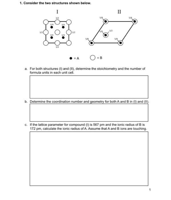 Solved 1. Consider The Two Structures Shown Below. O A=B A. | Chegg.com