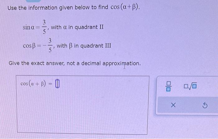 Solved Suppose that cotα=−3 and 90∘