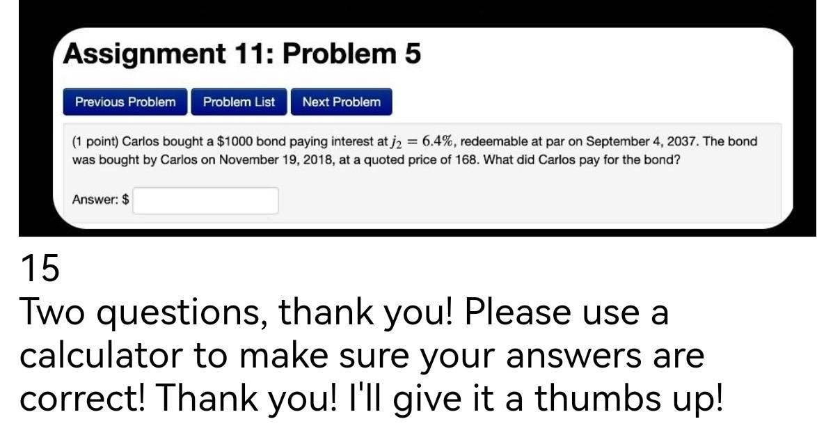 Solved Assignment 11: Problem 5 Previous Problem Problem | Chegg.com
