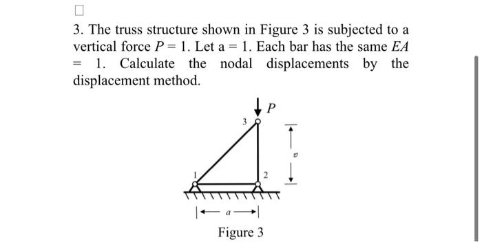 Solved 3. The truss structure shown in Figure 3 is subjected | Chegg.com
