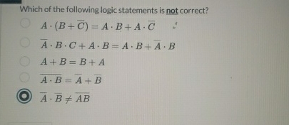 Solved Which of the following logic statements is not | Chegg.com