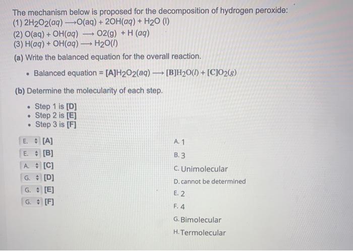 Solved The mechanism below is proposed for the decomposition | Chegg.com
