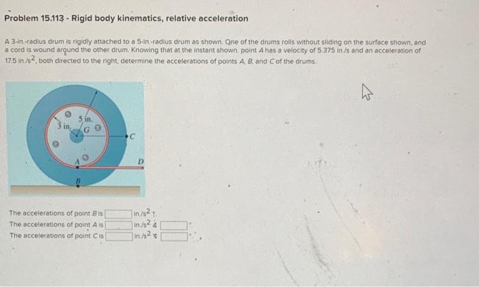 Solved Problem 15.113 - Rigid Body Kinematics, Relative | Chegg.com