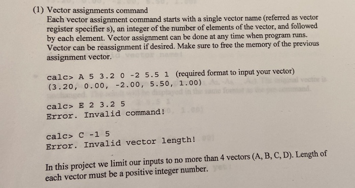 Solved Using C languageCreate a set of vectors through | Chegg.com