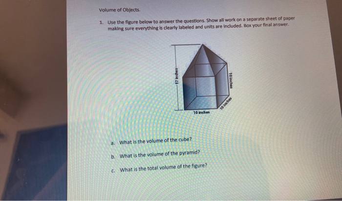 Solved Volume of Objects. 1. Use the figure below to answer | Chegg.com