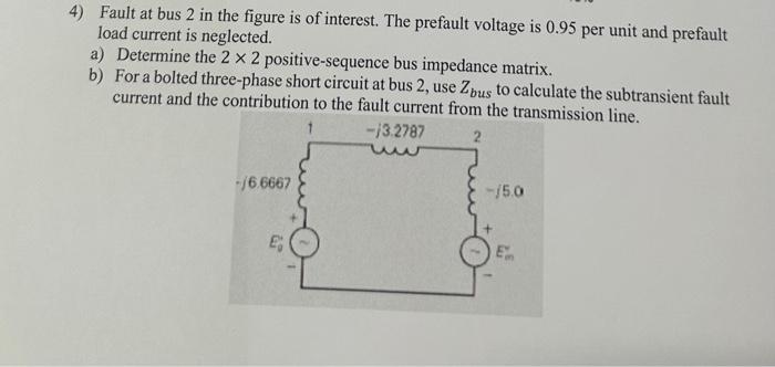 Solved 4) Fault at bus 2 in the figure is of interest. The | Chegg.com