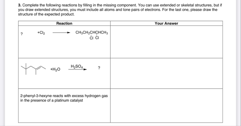 Solved Complete the following reactions by filling in the | Chegg.com