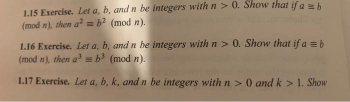 Solved 1 15 Exercise Let A B And N Be Integers With N Chegg Com