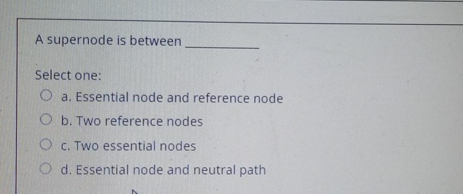 Solved A supernode is between Select one: a. Essential node | Chegg.com