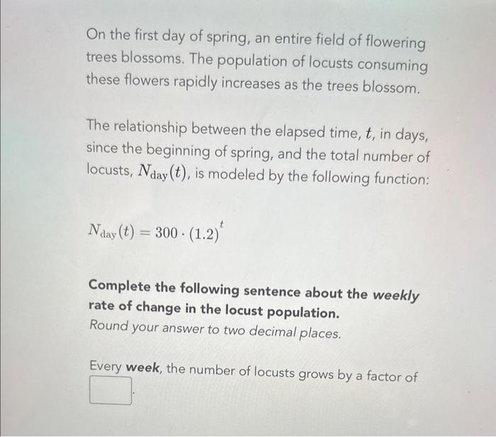 Solved On the first day of spring, an entire field of