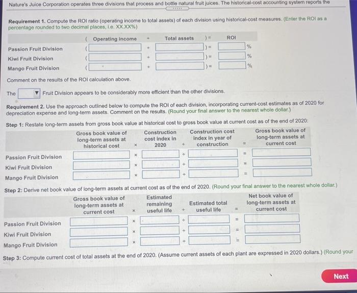 Solved Nature's Juice Corporation operates three divisions