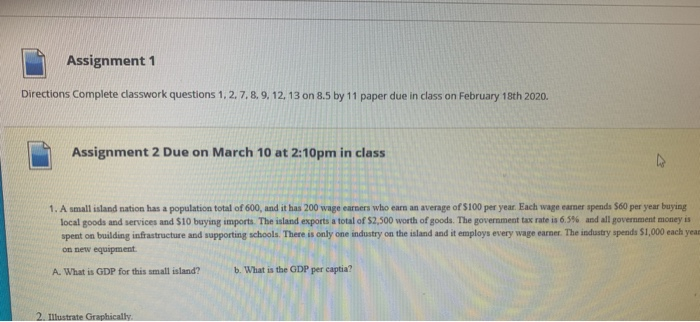 Solved Assignment 1 Directions Complete classwork questions | Chegg.com