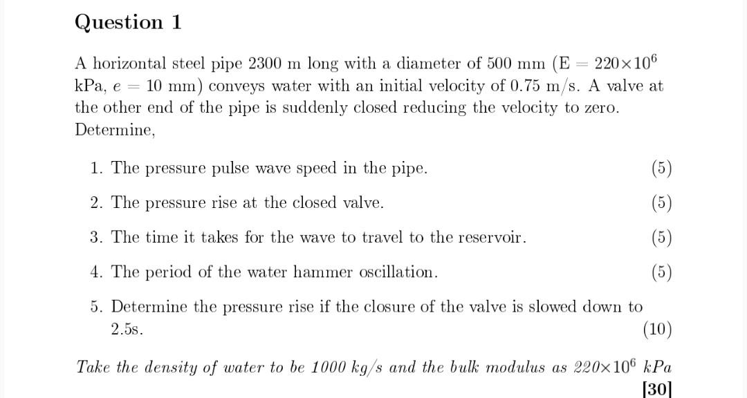Solved A horizontal steel pipe 2300 m long with a diameter | Chegg.com