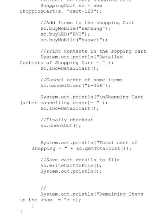 Solved Suppose you are designing a "shopManagement" | Chegg.com