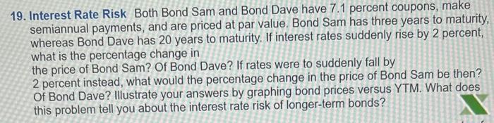 Solved 19. Interest Rate Risk Both Bond Sam and Bond Dave | Chegg.com