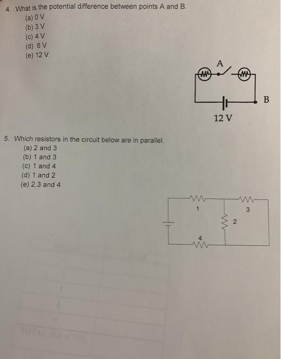 Solved 4. What is the potential difference between points A | Chegg.com