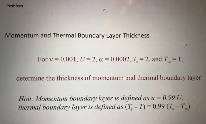 Solved Problem Momentum and Thermal Boundary Layer Thickness | Chegg.com