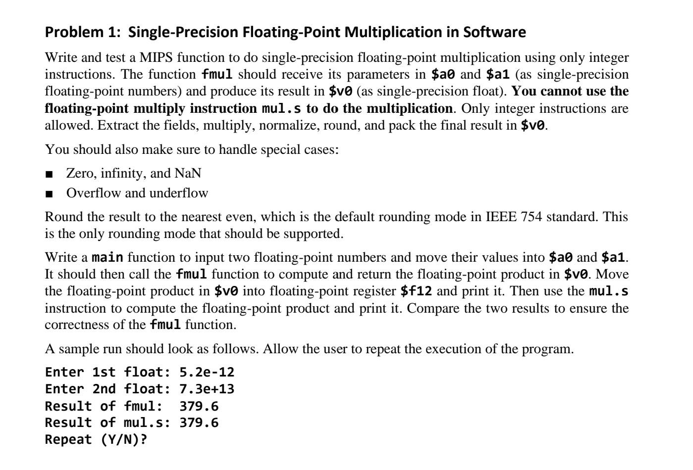 Solved Problem 1: Single-Precision Floating-Point | Chegg.com