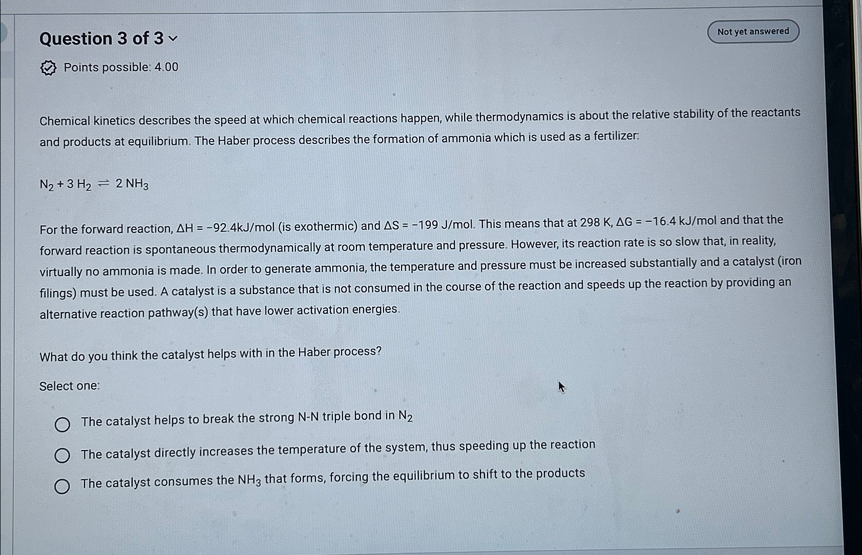 Solved Question 3 ﻿of 3 ﻿vPoints possible: 4.00Chemical | Chegg.com