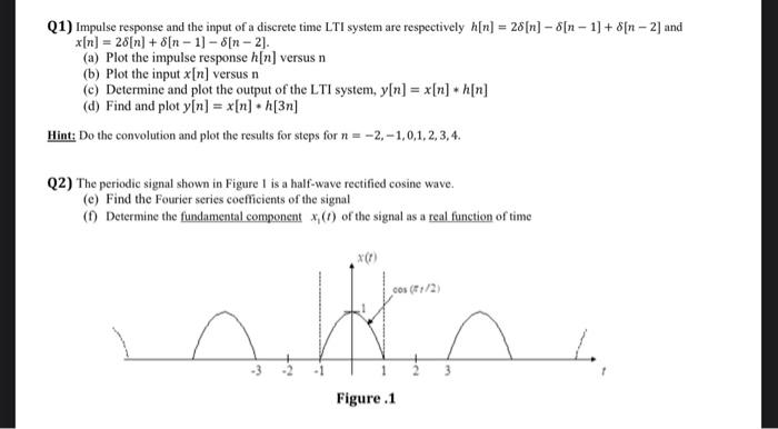 Solved Q1) Impulse response and the input of a discrete time | Chegg.com