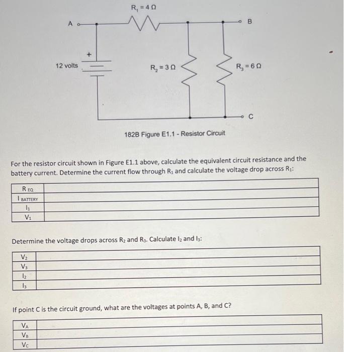 Solved For the resistor circuit shown in Figure E1.1 above, | Chegg.com