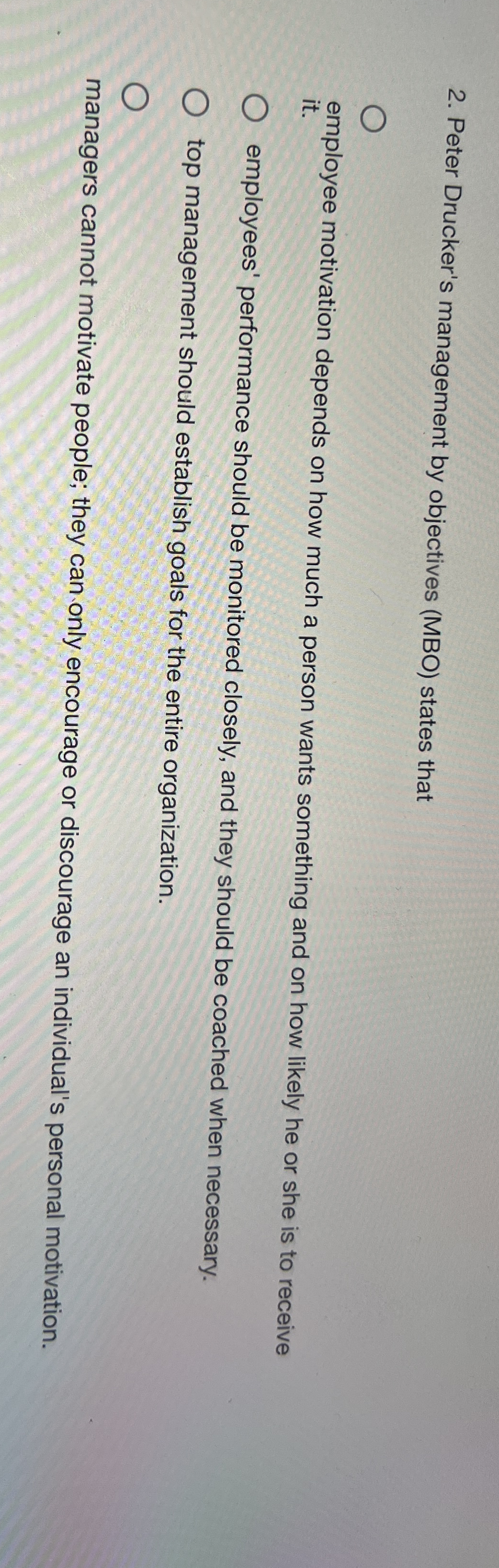 Solved Peter Drucker's management by objectives (MBO)