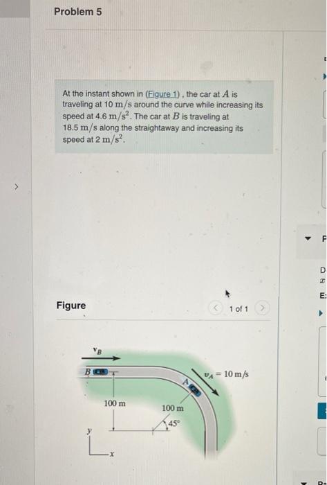 Solved At the instant shown in (Figure 1), the car at A is | Chegg.com