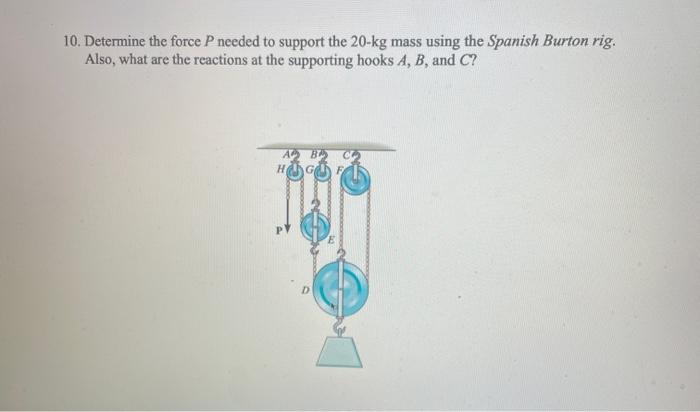 Solved 10. Determine the force P needed to support the 20-kg | Chegg.com