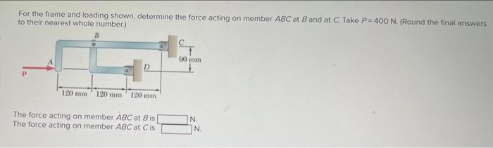 Solved For the frame and loading shown, determine the force | Chegg.com