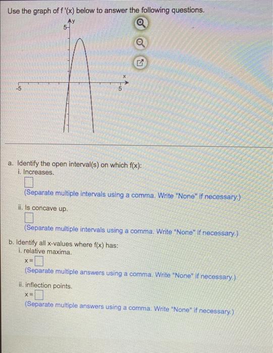 Solved Use the graph of f'(x) below to answer the following | Chegg.com