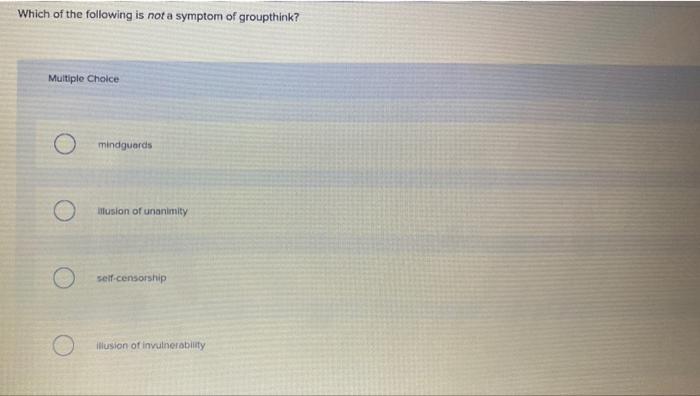 Solved Which of the following is not a symptom of | Chegg.com