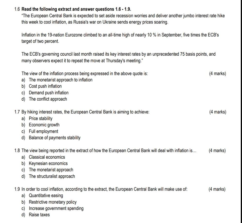 Solved The view of the inflation process being expressed in | Chegg.com