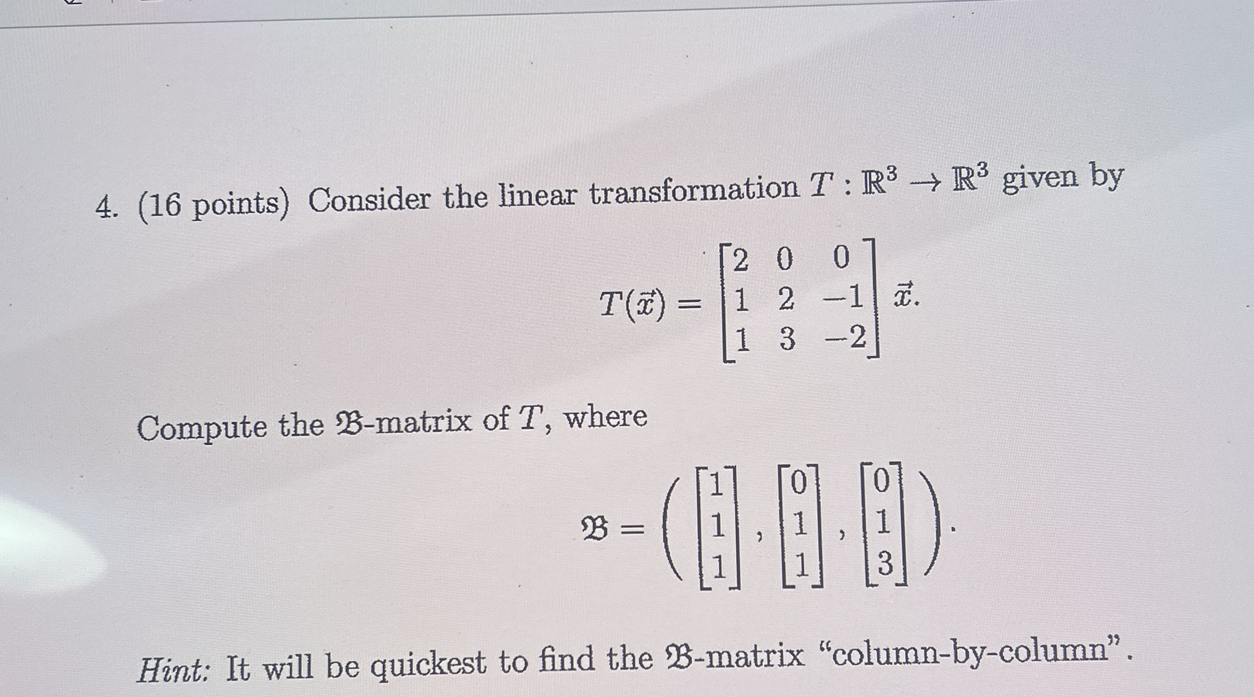 Solved Points Consider The Linear Transformation Chegg Com