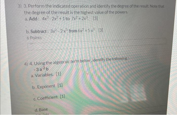 Solved Complete Question 3 A And B And 4 A B C And D | Chegg.com