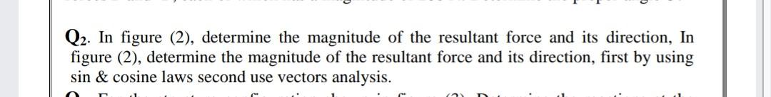 Solved Q2. In figure (2), determine the magnitude of the | Chegg.com