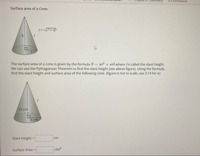 Surface Area of Cone - Formula