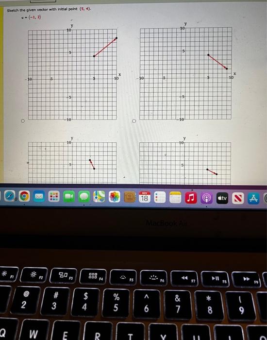 Solved Sketch the given vector with Initial point (5, 4). y | Chegg.com